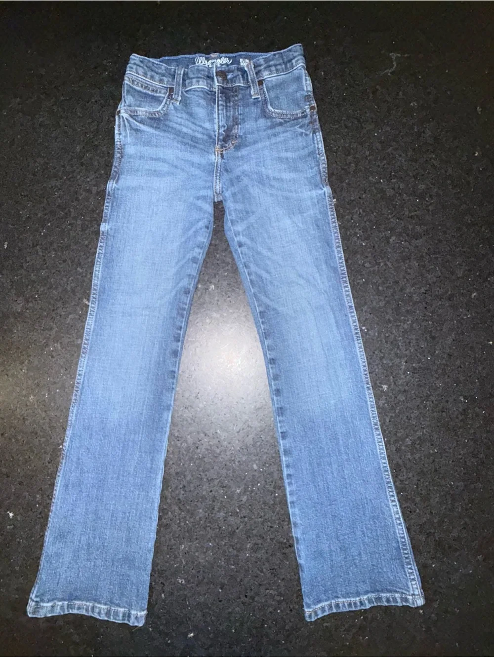 UEC Wrangler Medium Wash Denim Bootcut Blue Jeans SZ 12 SLIM